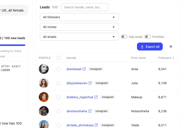 UGC Agent creator qualification results beside the completed sourcing run